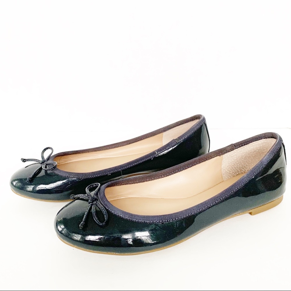 Banana Republic Ashley Patent Leather Ballerina Flat Bow Grosgrain Ribbon Detail